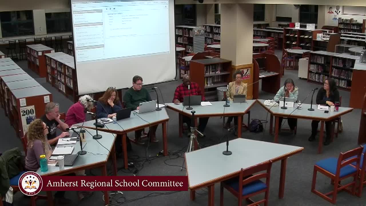 Amherst Regional School Committee:  October 14th, 2025
