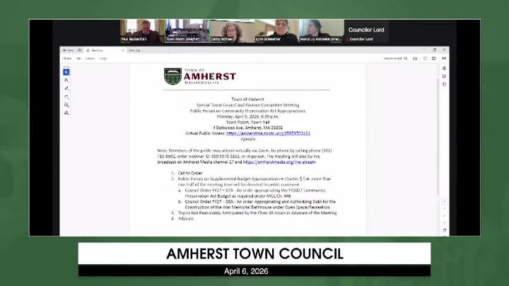 Thumbnail image for Amherst Town Council: April 6, 2026